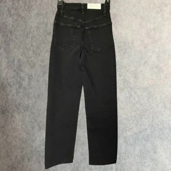 RE/DONE 70s Ultra High Rise Stove Pipe Jeans Womens Size 23 Black Retro Denim - Picture 6 of 16